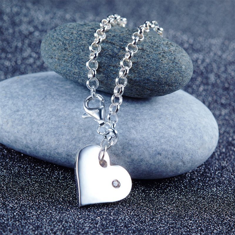 Kids Girl Gift Children Jewelry Solid Sterling Silver Dangle Heart Bracelet