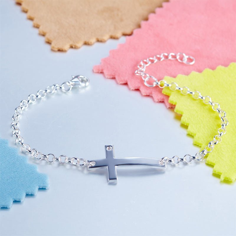 Kids Girl Gift Children Jewelry Solid Sterling Silver Cross Bracelet