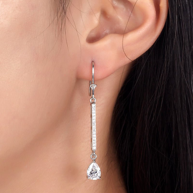 1 Carat Pear Cut Created Diamond 925 Sterling Silver Dangle Earrings