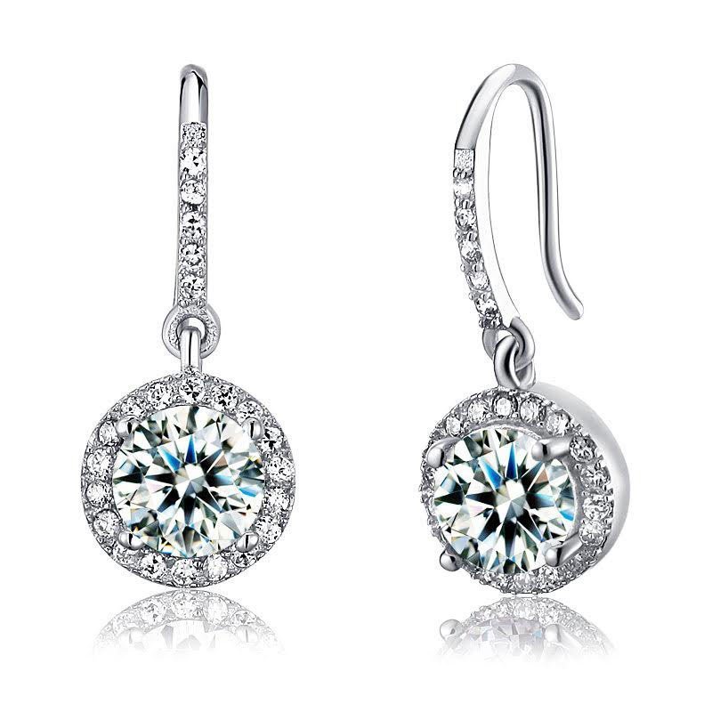 1.5 Carat Created Diamond 925 Sterling Silver Dangle Earrings