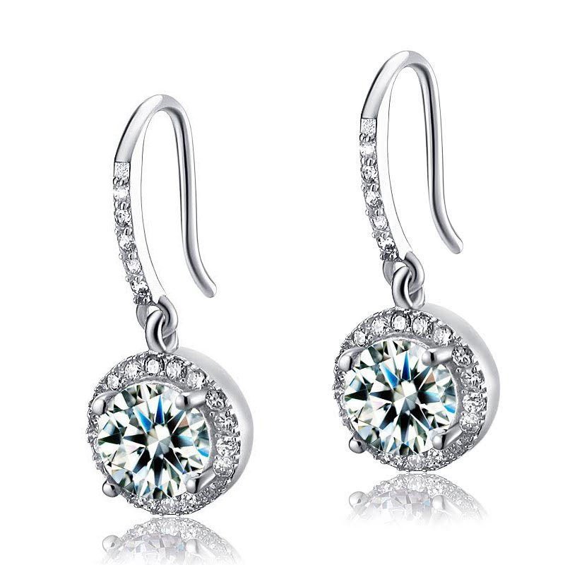 1.5 Carat Created Diamond 925 Sterling Silver Dangle Earrings