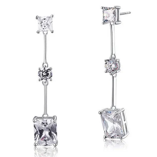 4 Carat Emerald Cut Created Diamond 925 Sterling Silver Dangle Earrings limanilondon