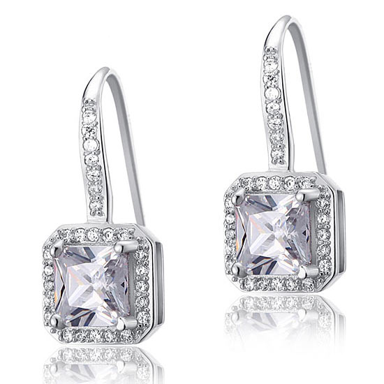 1.5 Carat Created Diamond 925 Sterling Silver Dangle Earrings