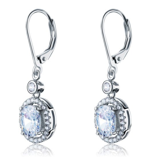 1.5 Carat Oval Cut Created Diamond 925 Sterling Silver Dangle Earrings