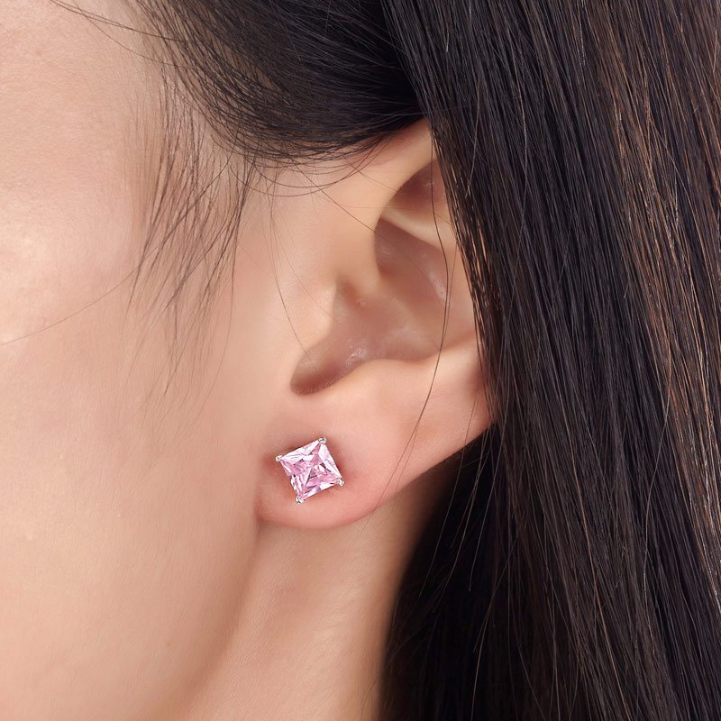 1 Carat Pink Lab Created Diamond Solid 925 Sterling Silver Stud Earrings Jewellery