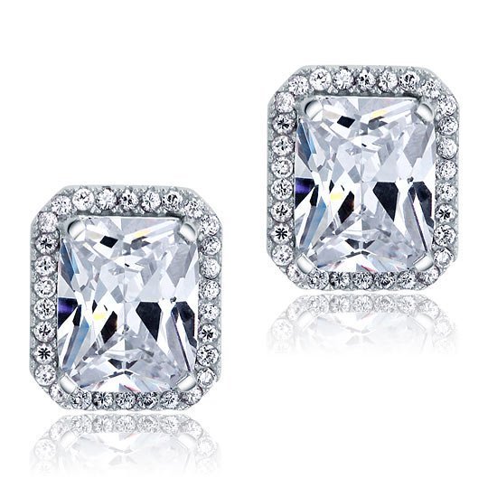 4 Carat Created Diamond Stud 925 Sterling Silver Earrings