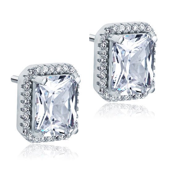 4 Carat Created Diamond Stud 925 Sterling Silver Earrings