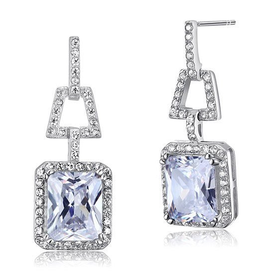 4 Carat Lab Created Diamond 925 Sterling Silver Dangle Earrings