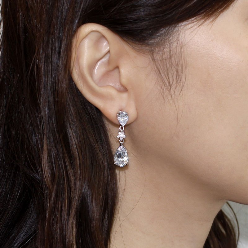Sterling Silver Dangle Bridal Wedding Bridesmaid Earrings 3.5 Carat