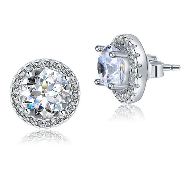 2.5 Carat Halo (Removable) Stud Earrings 925 Sterling Silver Jewellery