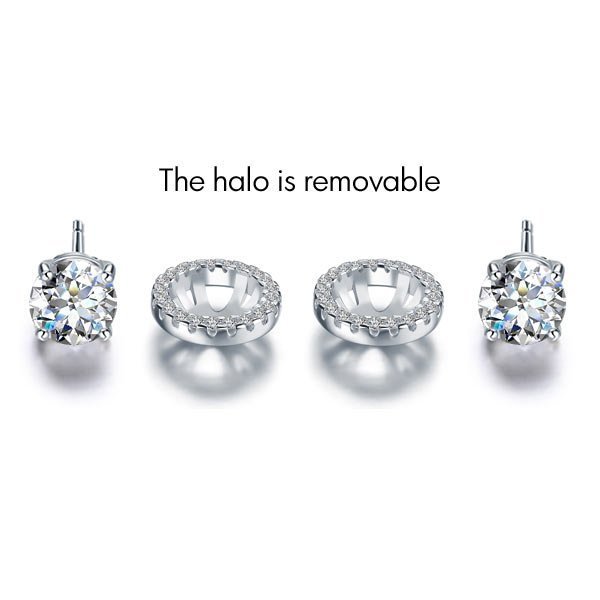 2.5 Carat Halo (Removable) Stud Earrings 925 Sterling Silver Jewellery