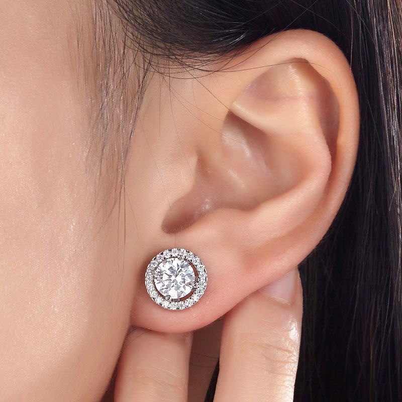 2.5 Carat Halo (Removable) Stud Earrings 925 Sterling Silver Jewellery