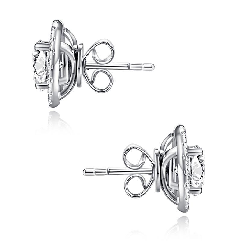 4 Claws 1 Carat Moissanite Diamond Stud Earrings 925 Sterling Silver