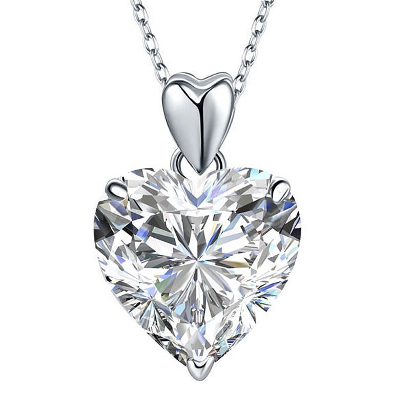 Heart Created Diamond Pendant Necklace Bridesmaid Wedding Jewellery