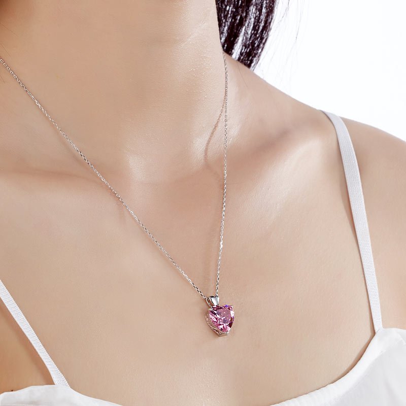 925 Sterling Silver Bridesmaid Heart Pendant Necklace 5 Carat Pink Bridal Jewellery