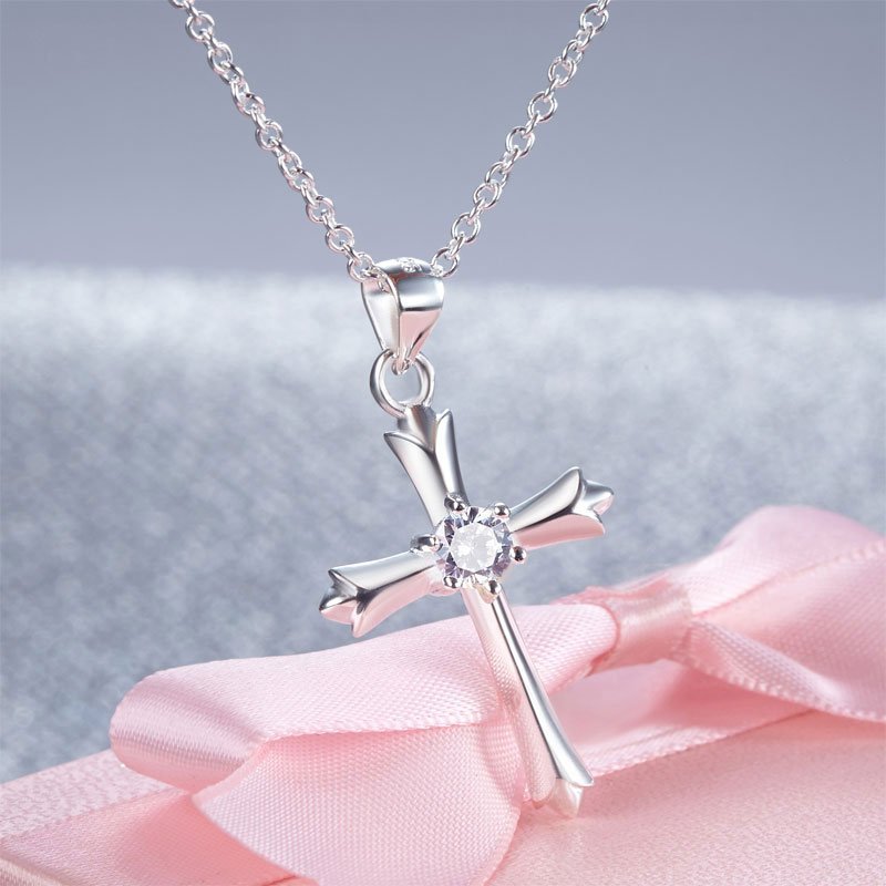 Kids Girl Cross Pendant Necklace 925 Sterling Silver Children Jewellery