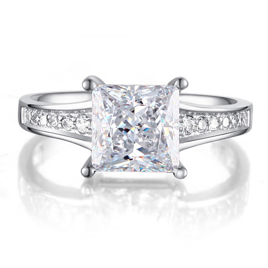 1.5 Ct Princes Cut Solid Wedding Promise Engagement Ring