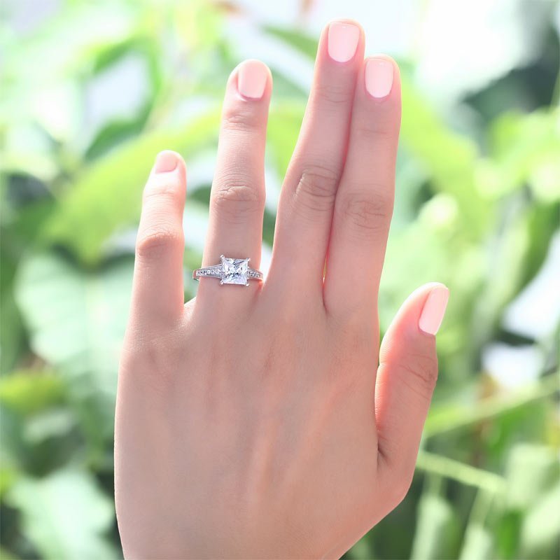 1.5 Ct Princes Cut Solid Wedding Promise Engagement Ring