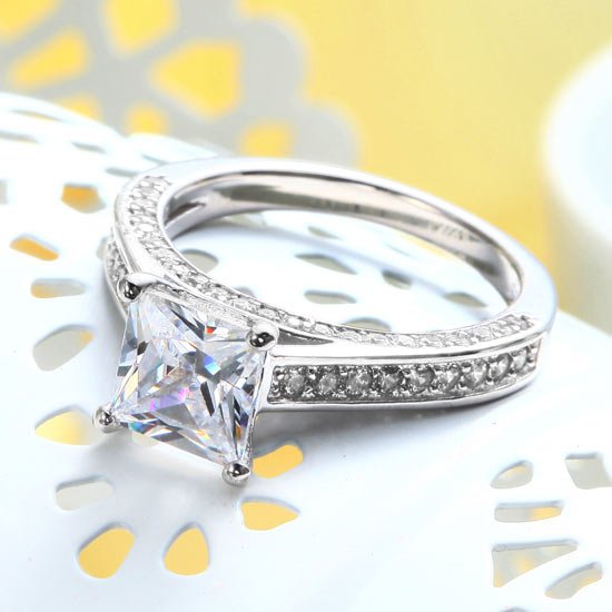 1.5 Carat Princess Cut Created Diamond 925 Sterling Silver Engagement Ring
