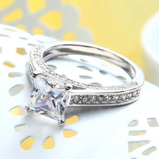 1.5 Carat Princess Cut Created Diamond 925 Sterling Silver Engagement Ring limanilondon