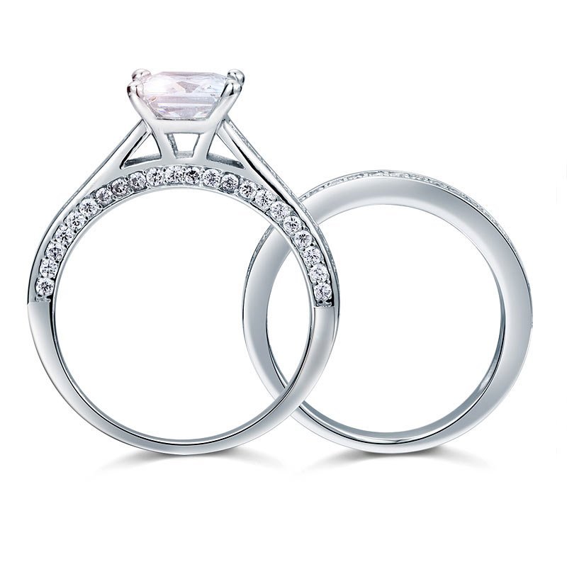 1.5 Carat Princess Cut Created Diamond 925 Sterling Silver Engagement Ring