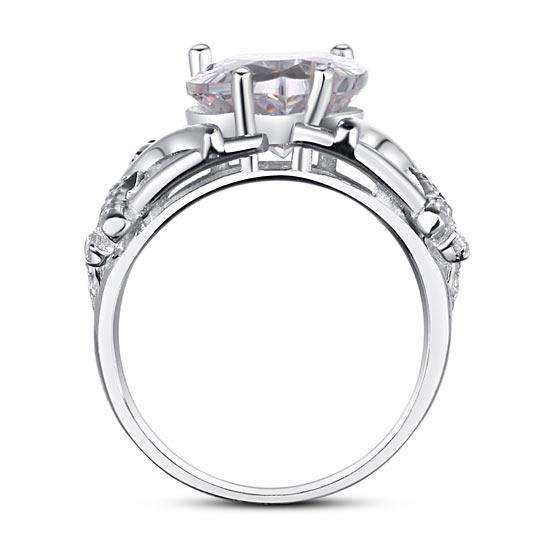4 Carat Pear Cut Created Diamond 925 Sterling Silver Wedding Anniversary Ring