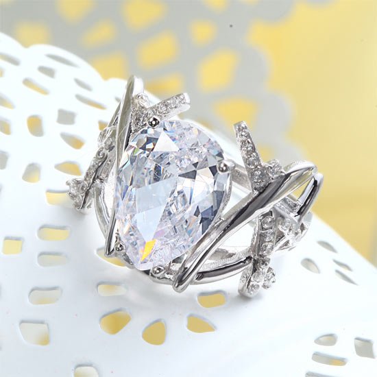 4 Carat Pear Cut Created Diamond 925 Sterling Silver Wedding Anniversary Ring