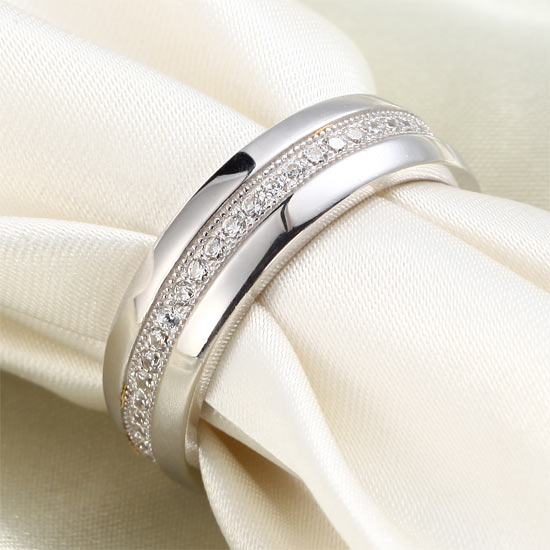 Mens Wedding Band Solid Sterling 925 Silver Created Diamond Ring