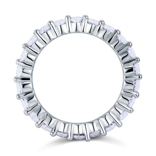 Oval Cut Eternity Band Solid Sterling 925 Silver Wedding Ring Band Jewellery