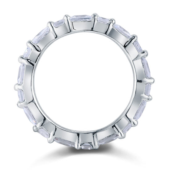 Emerald Cut Band Solid Sterling 925 Silver Wedding Ring Band