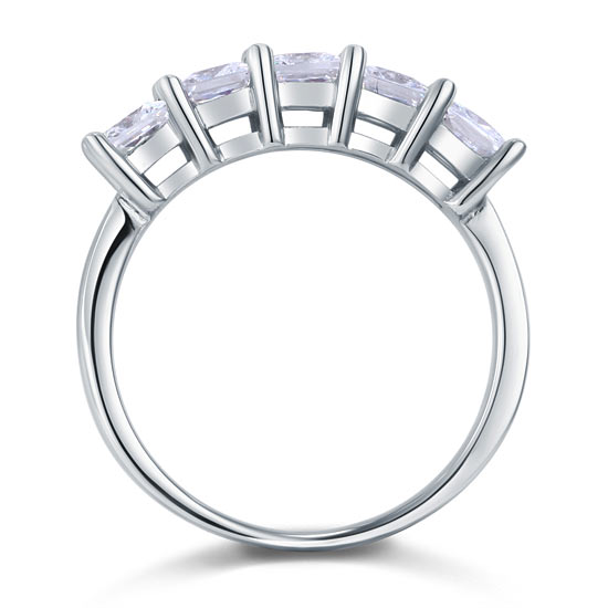 Princess Cut Five Stone 1.25 Ct Solid Bridal Wedding Band Ring