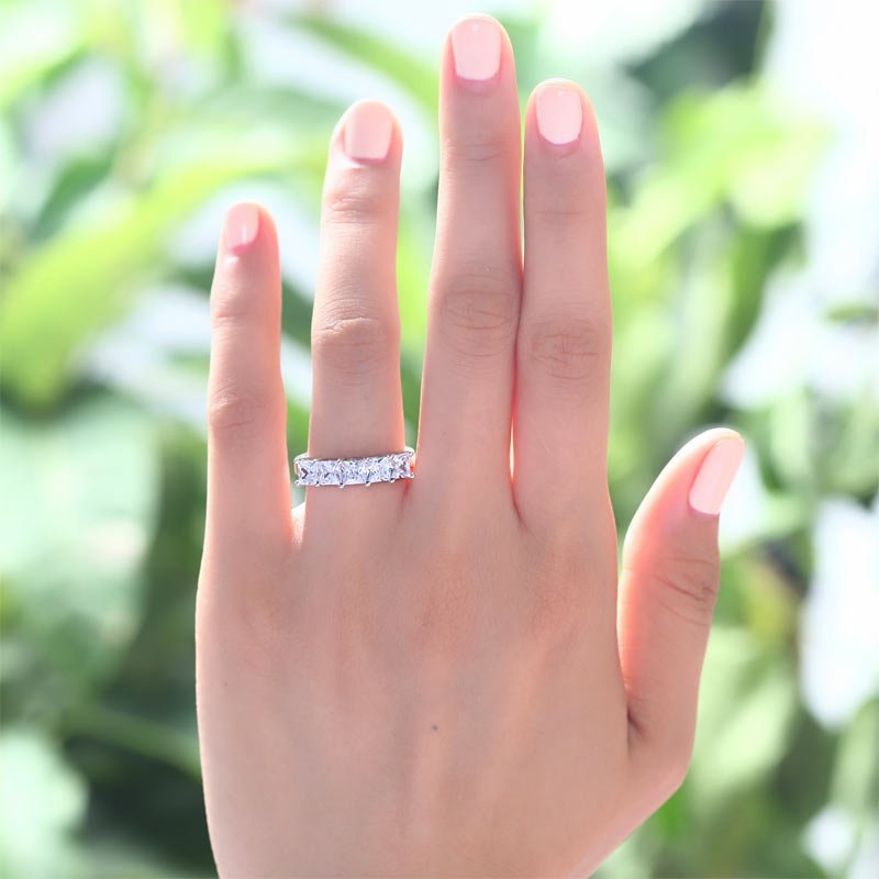 Princess Cut Five Stone 1.25 Ct Solid Bridal Wedding Band Ring