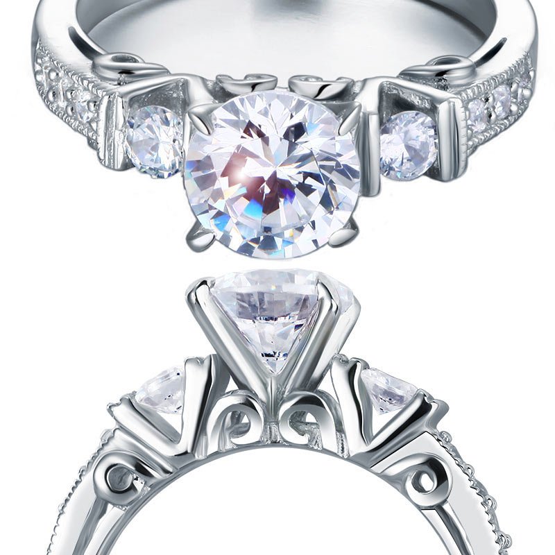 Vintage Style 1.25 Carat Created Diamond Solid 925 Sterling Silver Wedding Engagement Ring