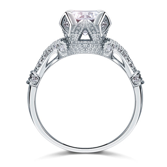 Vintage Victorian Style 2 Carat Created Diamond Solid 925 Sterling Silver Wedding Engagement Ring