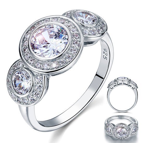Art Deco 2.5 Carat Created Diamond Ring Solid 925 Sterling Silver Wedding Engagement Ring