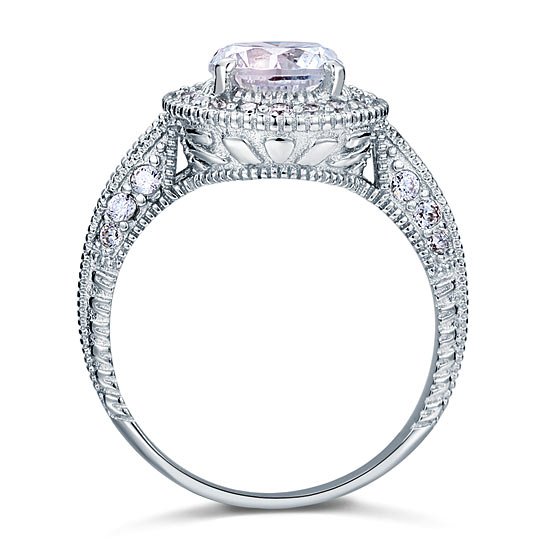 Vintage Style 2 Carat Created Diamond Solid 925 Sterling Silver Wedding Engagement Ring