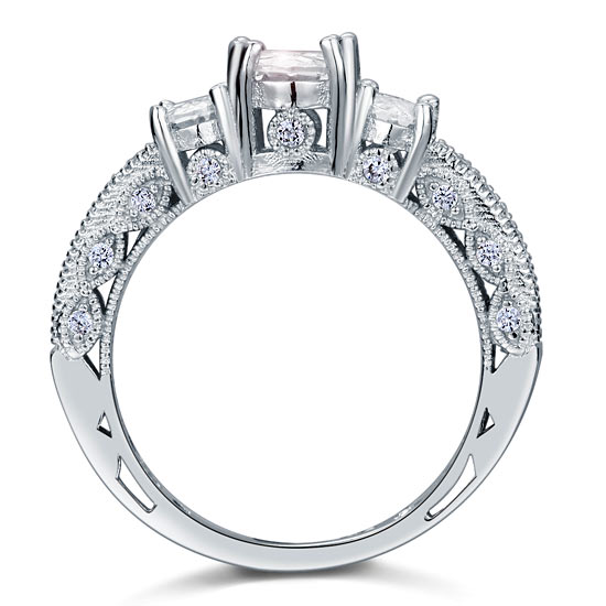 Vintage Style 2 Carat Created Diamond Solid 925 Sterling Silver Wedding Promise Ring