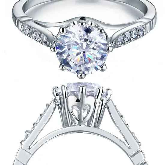 2 Carat Round Cut Ring Solid 925 Sterling Silver Wedding Anniversary Engagement