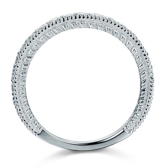 Vintage Style Band Art Deco Created Diamond Solid Sterling 925 Silver Band Wedding Eternity Ring