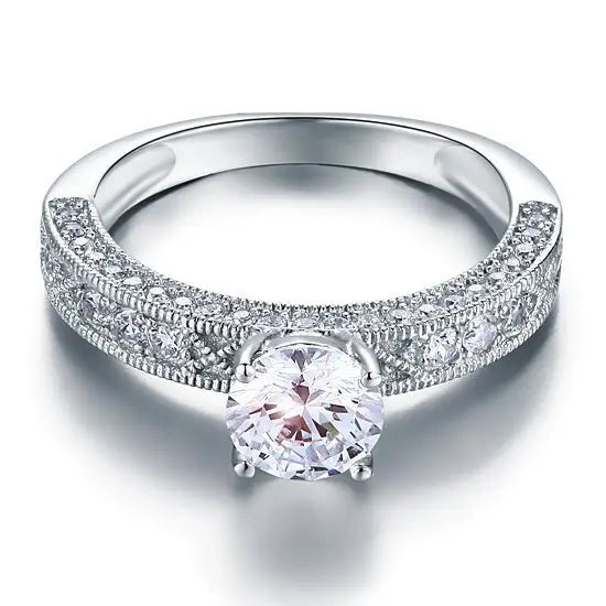 Vintage Style 1.25 Carat Created Diamond Solid 925 Sterling Silver Bridal Wedding Engagement Ring limanilondon