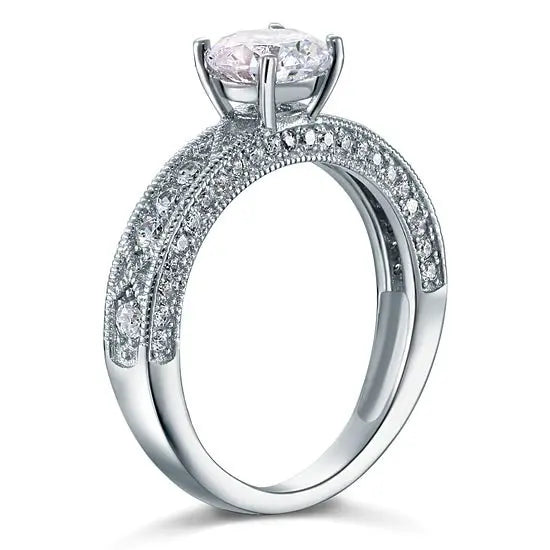 Vintage Style 1.25 Carat Created Diamond Solid 925 Sterling Silver Bridal Wedding Engagement Ring limanilondon
