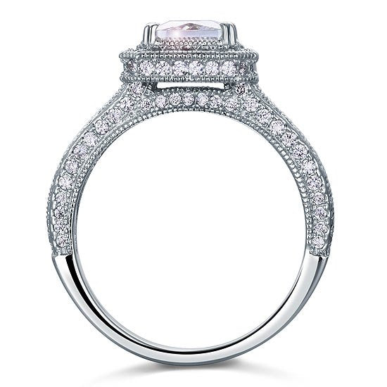 Vintage Style 1.5 Carat Created Diamond Solid 925 Sterling Silver Bridal Wedding Engagement Ring