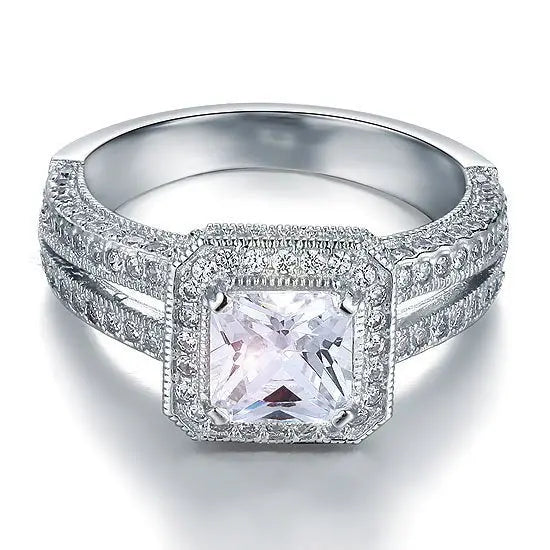 Vintage Style 1.5 Carat Created Diamond Solid 925 Sterling Silver Bridal Wedding Engagement Ring limanilondon