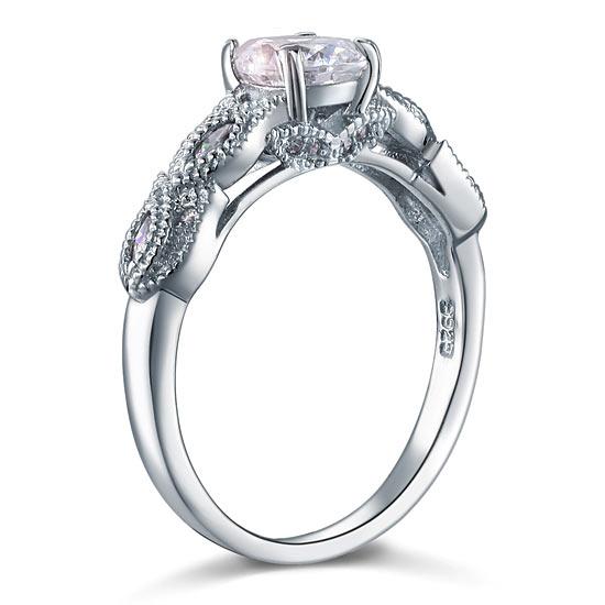 Vintage Style 1 Ct Solid 925 Sterling Silver Bridal Wedding Engagement Ring