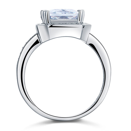 4 Carat Rectangle Solid 925 Sterling Silver Wedding Engagement Ring