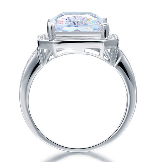 Radiant Cut Created Diamond 925 Sterling Silver Ring
