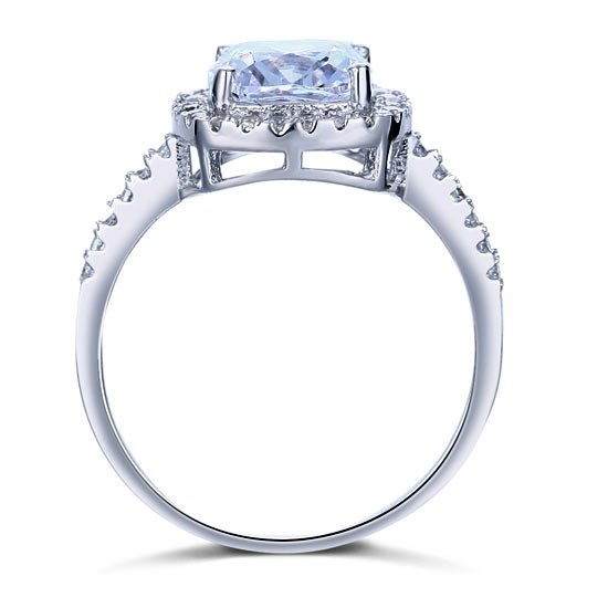 Solid 925 Sterling Silver Bridal Wedding Anniversary Engagement Ring 3 Carat Cushion Cut
