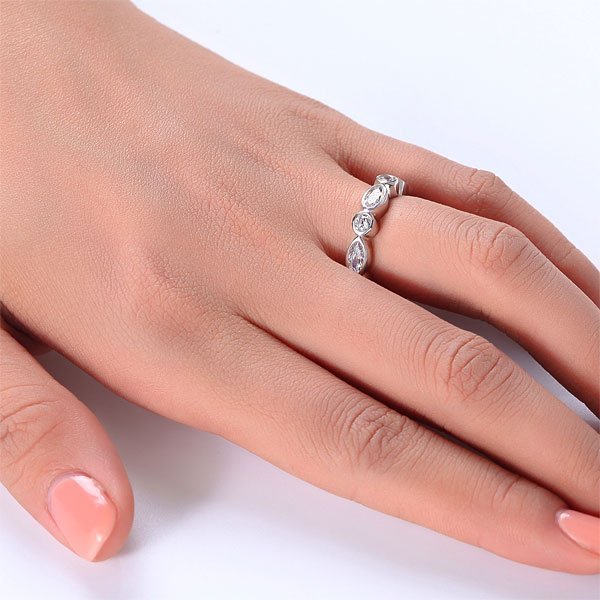 Marquise Eternity Band Solid 925 Sterling Silver Wedding Ring