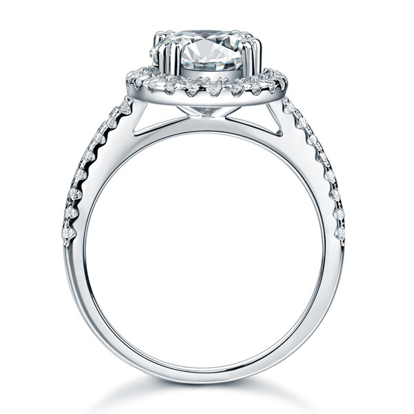 925 Sterling Silver Wedding Engagement Halo Ring 2 Carat Created Diamond
