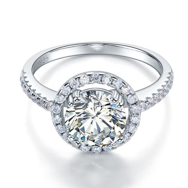925 Sterling Silver Wedding Engagement Halo Ring 2 Carat Created Diamond